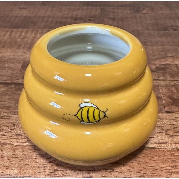 HONEY MIEL CERAMIC HONEY POT JAR WITH LID AND WOODEN HONEY STICK - Picture 6 of 8